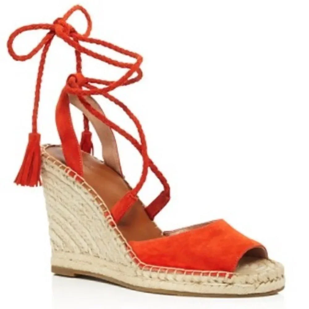 Joie Phyllis Suede Lace-Up Wedge Espadrille Sandal